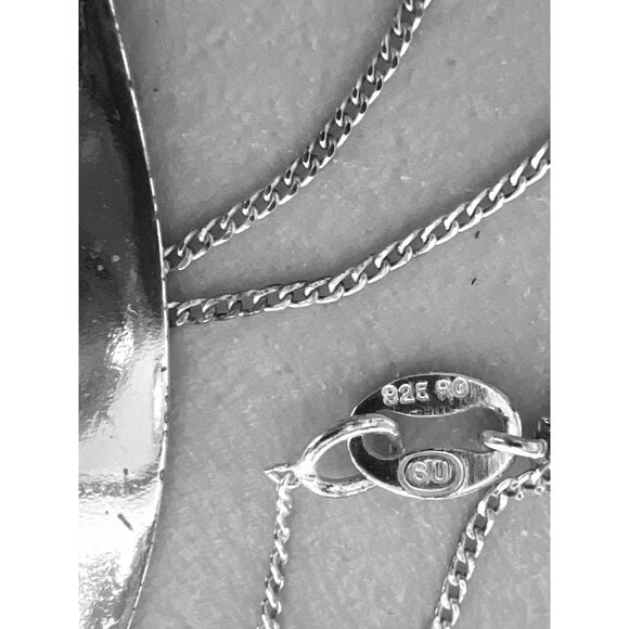 925 Sterling Silver Open Teardrop Pendant Necklace Thailand 5.82g 925 18" Chain - Picture 3 of 6